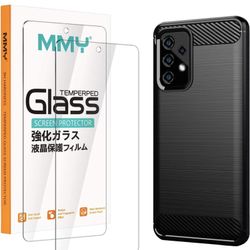 [2 + 1 Pack] MMY Compatible with Samsung Galaxy A52 5G / 4G Screen Protector + Galaxy A52 5G / 4G Case Tempered Glass Film HD Clarity 9H Hardness Bubb