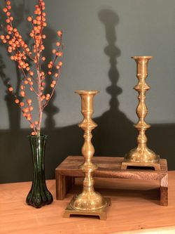 Brass Candle Holders, 9” Tall