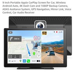NEW 9" PORTABLE APPLE CARPLAY SCREEN FOR CAR WIRELESS 4K