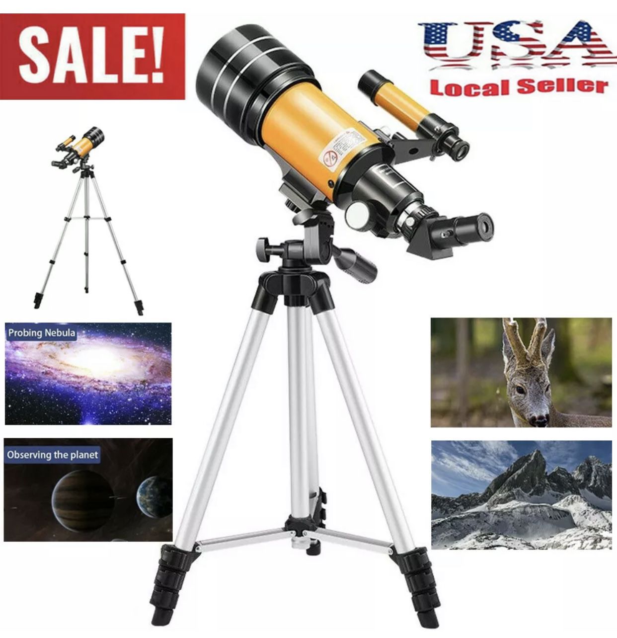 300x70mm Refractor Astronomical Telescope Eyepieces Tripod Travel Wild HD View