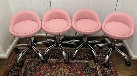 NEW - Yaheetech Pink Rolling Salon Stool Swivel Chairs
