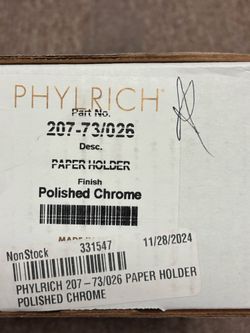 Phylrich 207-73/026 Beaded Toilet Paper Holder Polished Chrome New in Box
