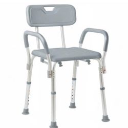 Medline Shower Chair with Backrest and Padded Armrests - 350 lb. capacity, Bath Bench, Seat, Stool for Independent Adult, Seniors, Elderly & Disabled 