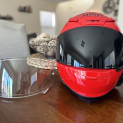 Shoei RF 1200 Shine Red Racing Motorcycle Helmet Size M w/Sena 20S & 2 Visors