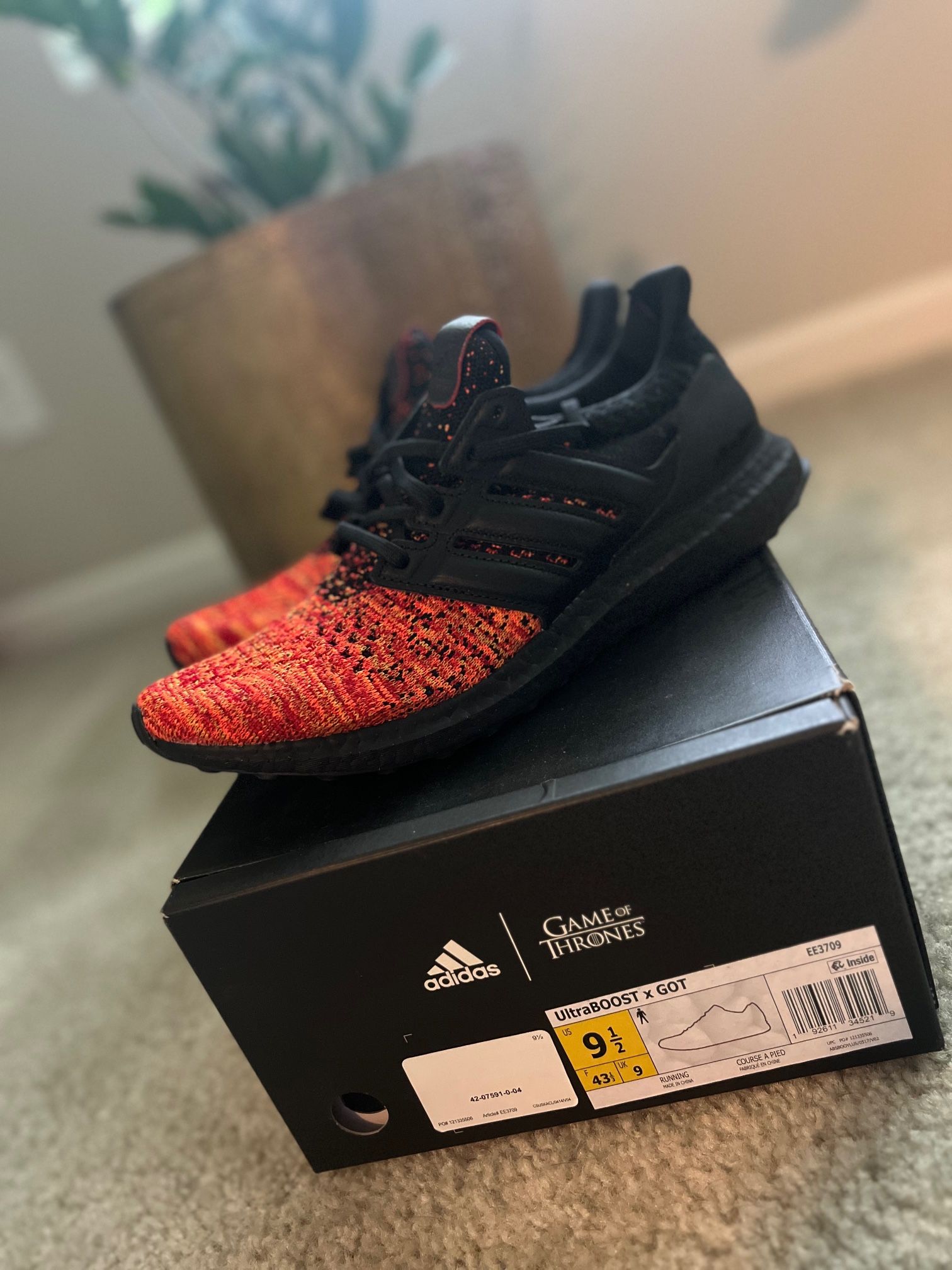 Game of Thrones (House Targaryen)- Adidas UltraBoost 4.0. Mens 9.5 New/Never Worn - 250$