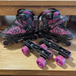 Schwinn 2-in-1 Skates Quad and Inline Fits Girls Size 1 - 4