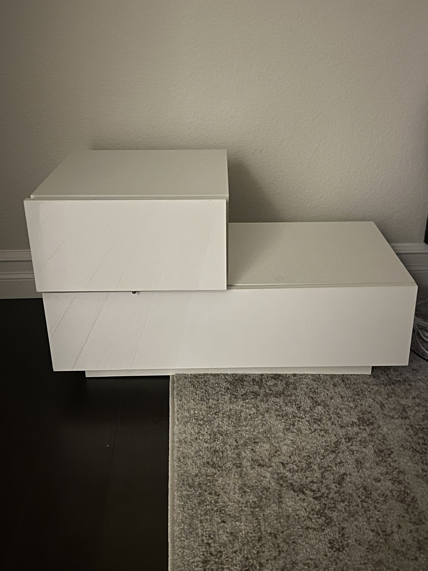 HOMMPA LED Nightstand w/ Remote – Modern White