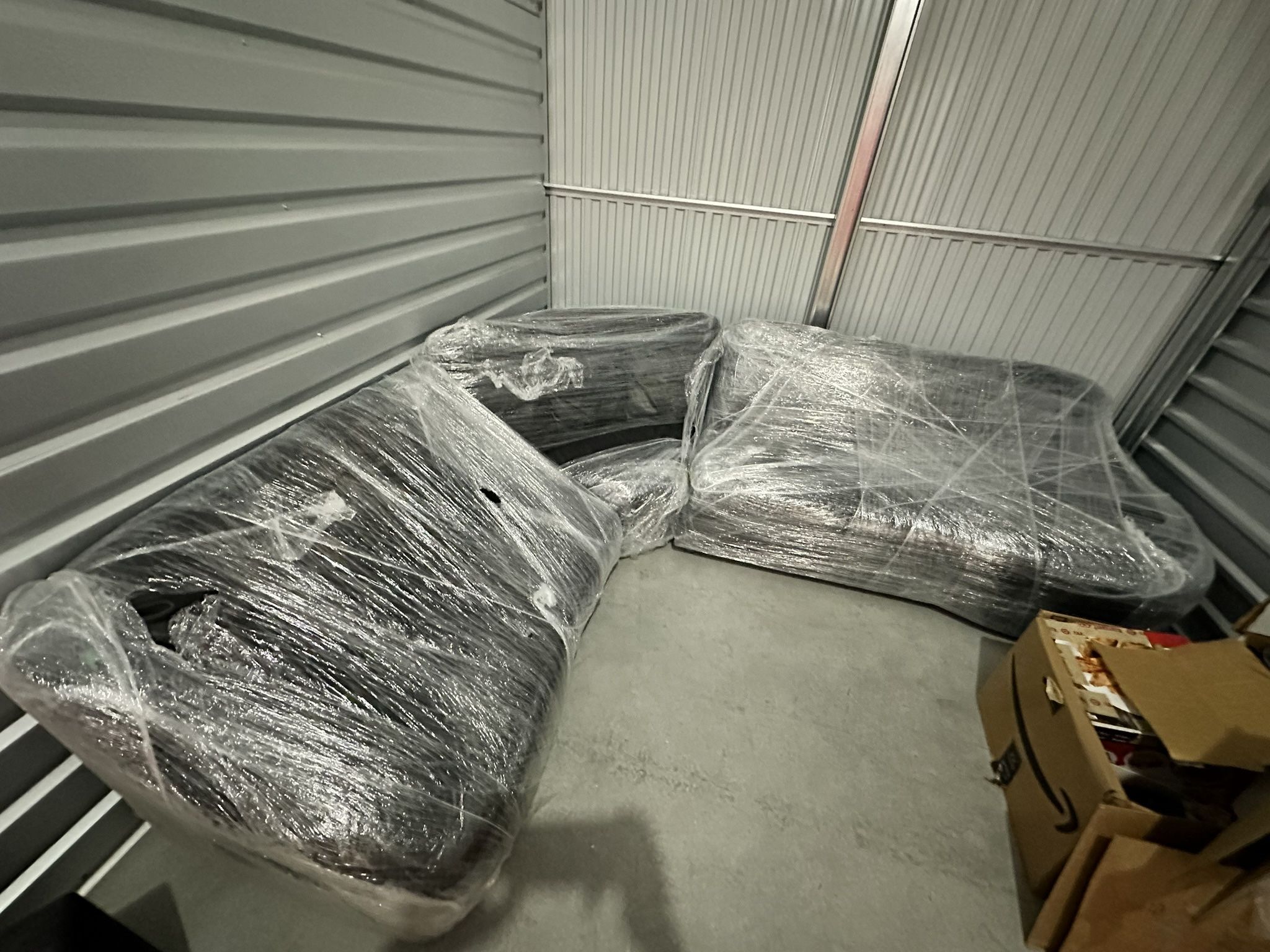 ** BLACK LEATHER SECTIONAL COUCH & DRESSER **