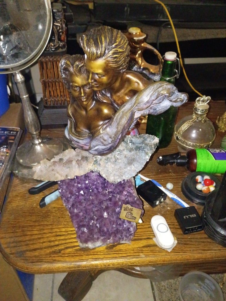 Bronze And Amethyst Bust By