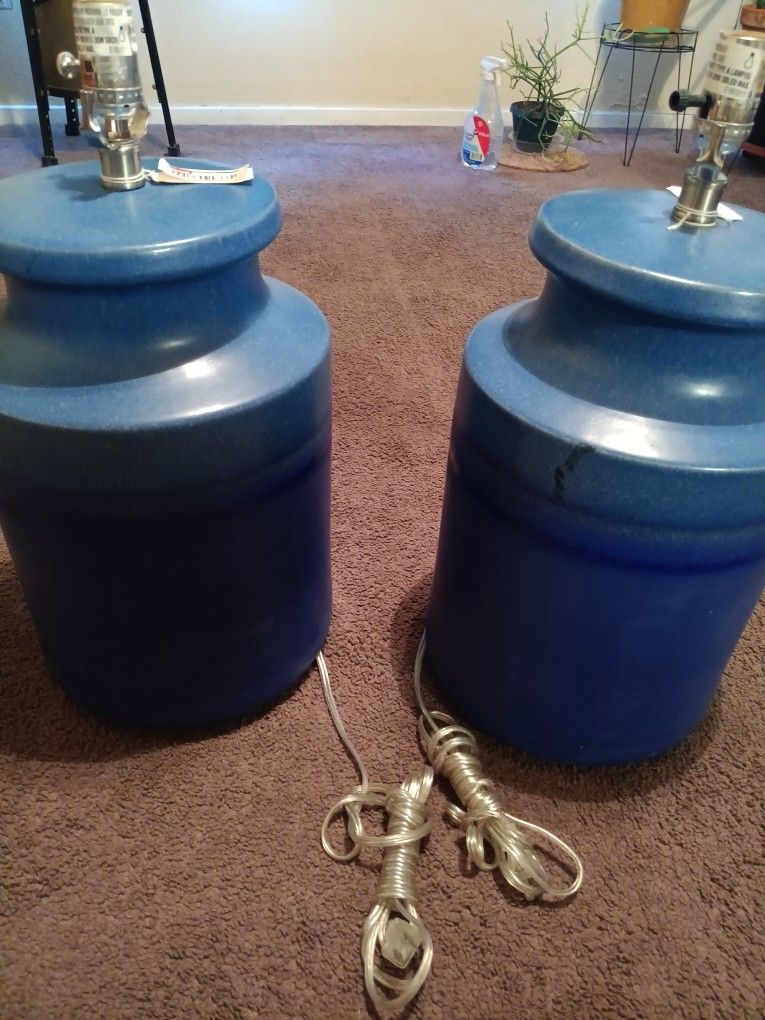Two Nice Size Blue Lamps