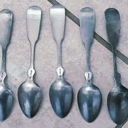 Antique Silver Spoons Set of 5Antique Coin Silver Teaspoons - William Wilson & Son /  - E. Merritt 115 Grams total
