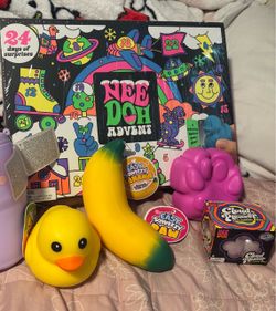 Needoh Advent, ORB Easy Sqweezy Duck, Cat Paw, Banana, NEEDOH Cloud Pleaser