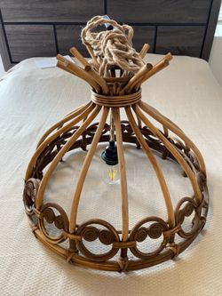 Boho Rattan Pendant Light – Handwoven Hanging Lamp