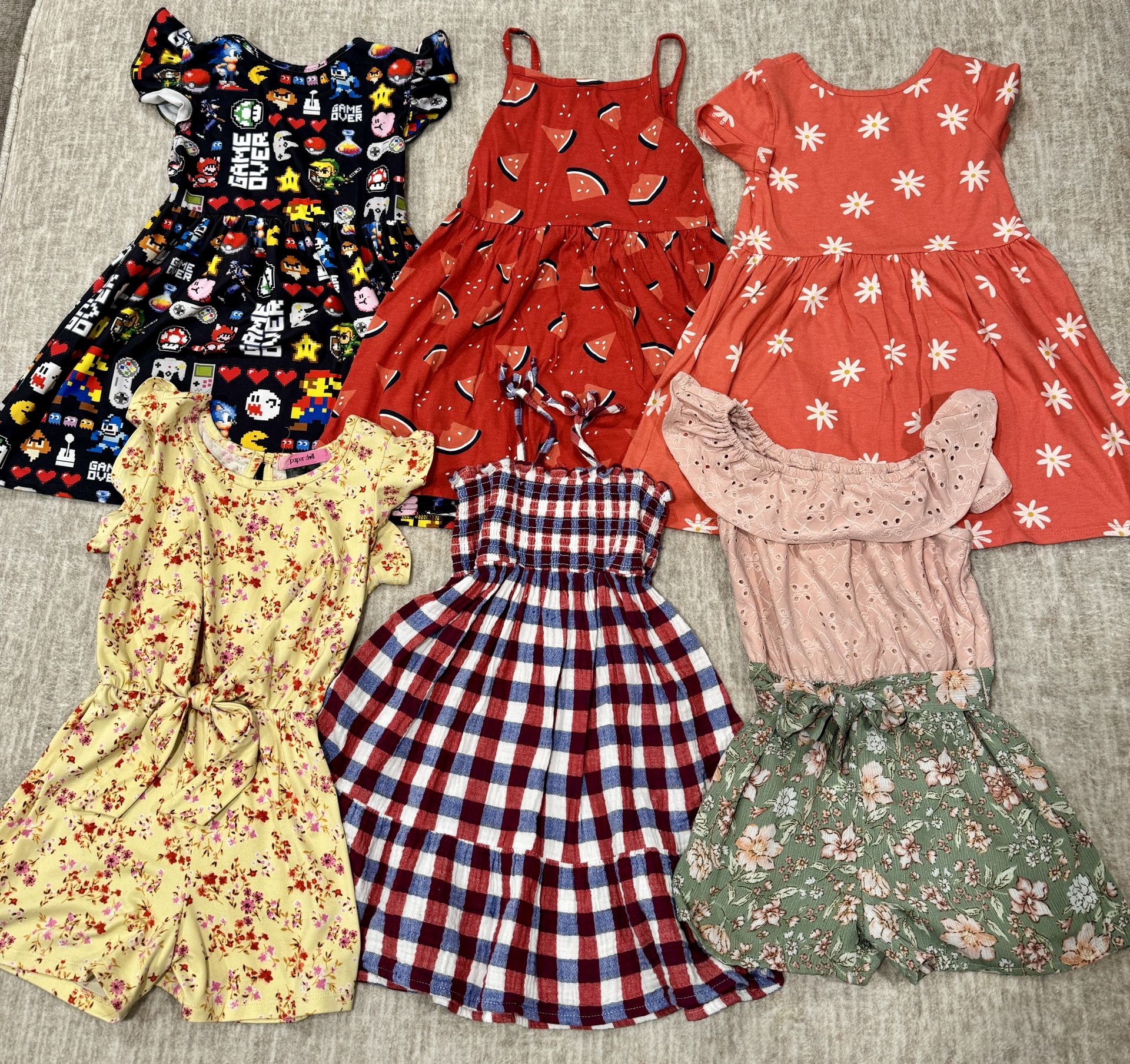 Toddler Girls Summer Dresses/Rompers (6 Items) Size 5T