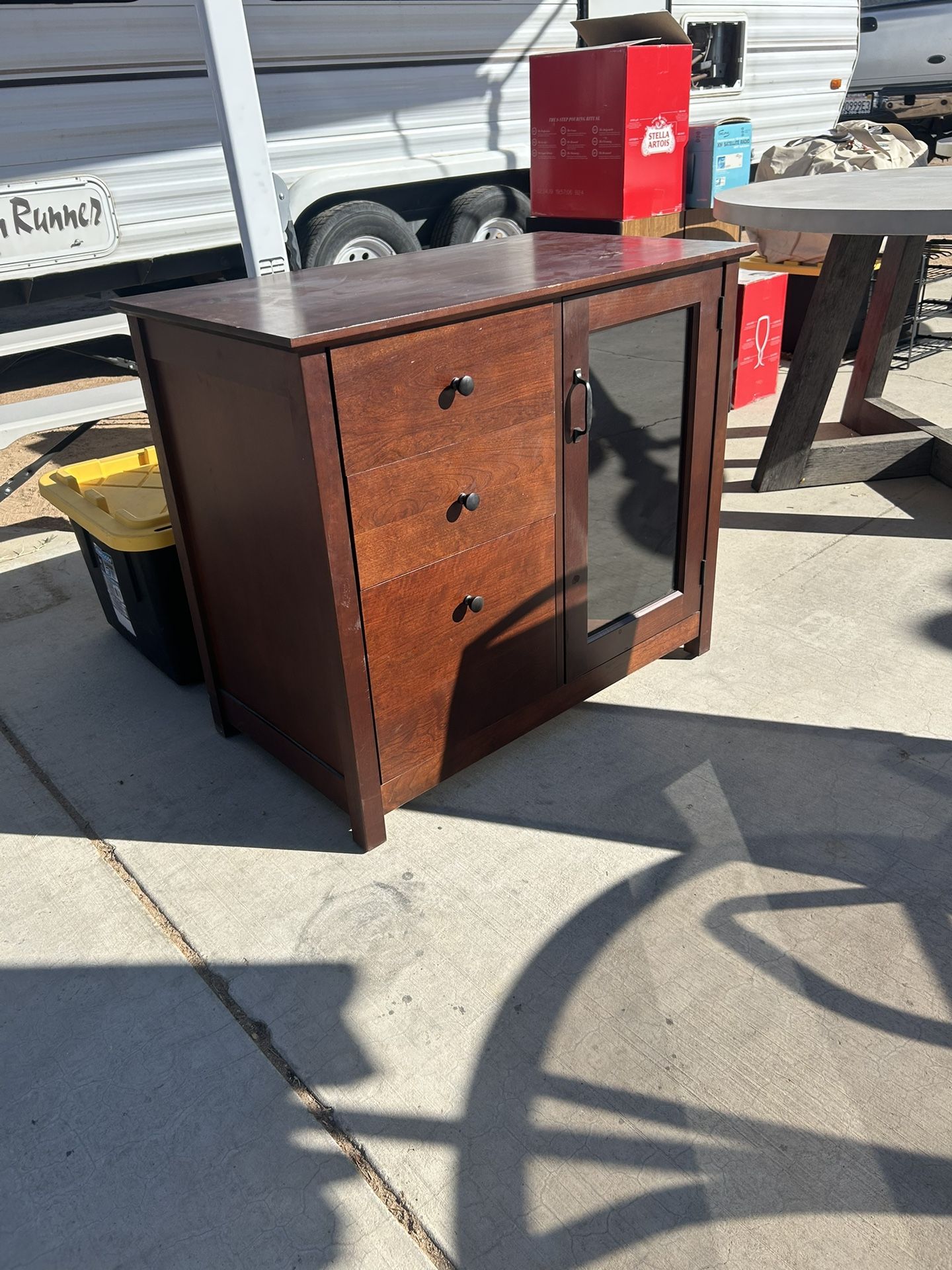 Crate & Barrel Solid Wood Storage Cabinet