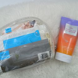 BBW Among The Clouds Creamy Body Scrub & Hair Wrap Bath Set.