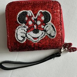 Disney Parks Minnie Mouse Red Glitter Wallet