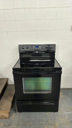 "Black Electric Stove with Glass Top - Good Condition