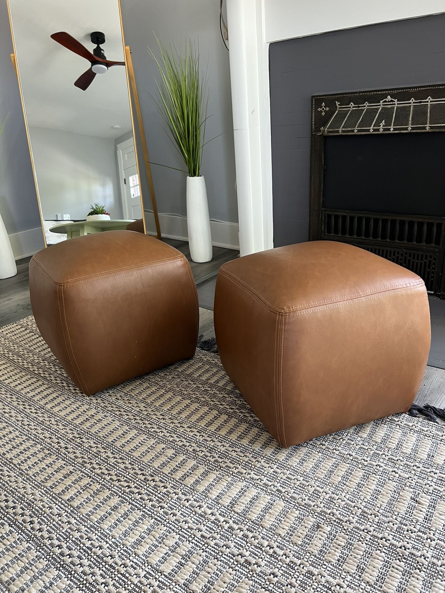Faux Leather Ottomans - Brand New!