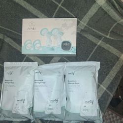 Zomee Z2 Double Electric Breast Pump and 3 packages of motif storage bags seals unbroken.  never opened.