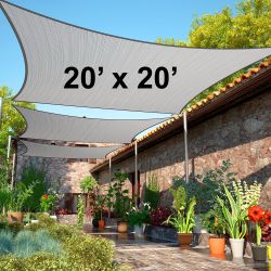 New in Box $65 Square 20x20ft Sun Shade Sail Outdoor Top Cover 95% UV Block 185gsm w/ Ropes