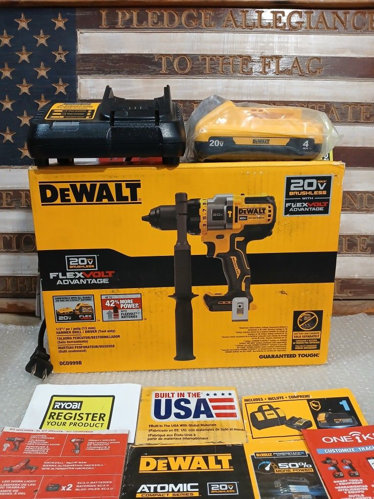 NEW DEWALT 20V BRUSHLESS 1/2 HAMMER DRILL DRIVER TOOL KIT