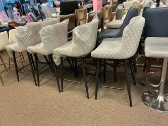 24 in. Black Metal Counter Height Chair with Dark Gray Velvet Seat (Set of 4) $212
