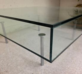 Mid Century Glass Square Top Coffee Table