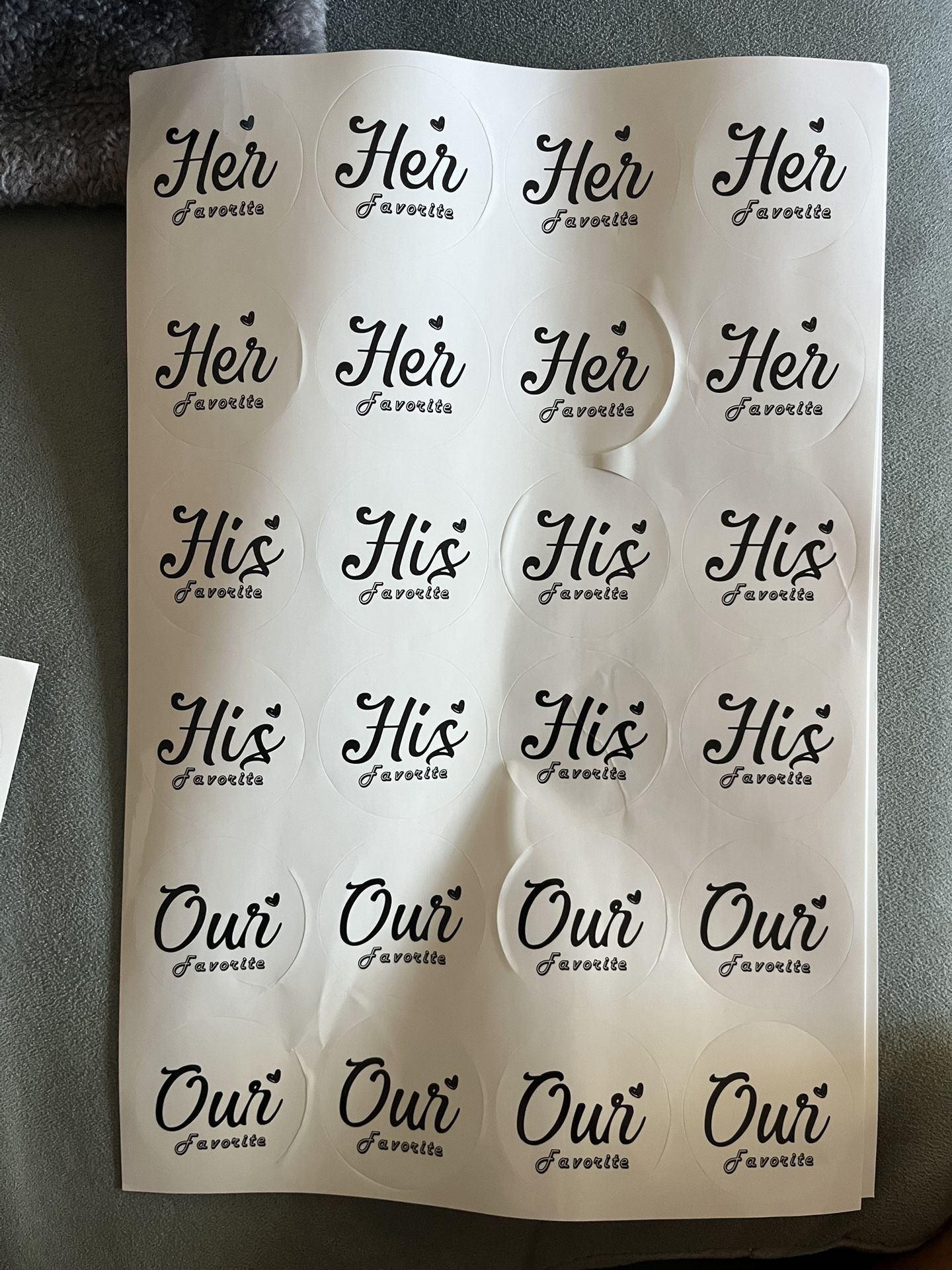 His Favorite / Her Favorite Stickers For Wedding