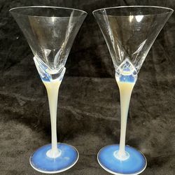 Mikasa Crystal Vogue Alabaster Clear Fluted Champagne Glasses - Pair