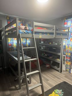 Full Size Grey Loft Bed