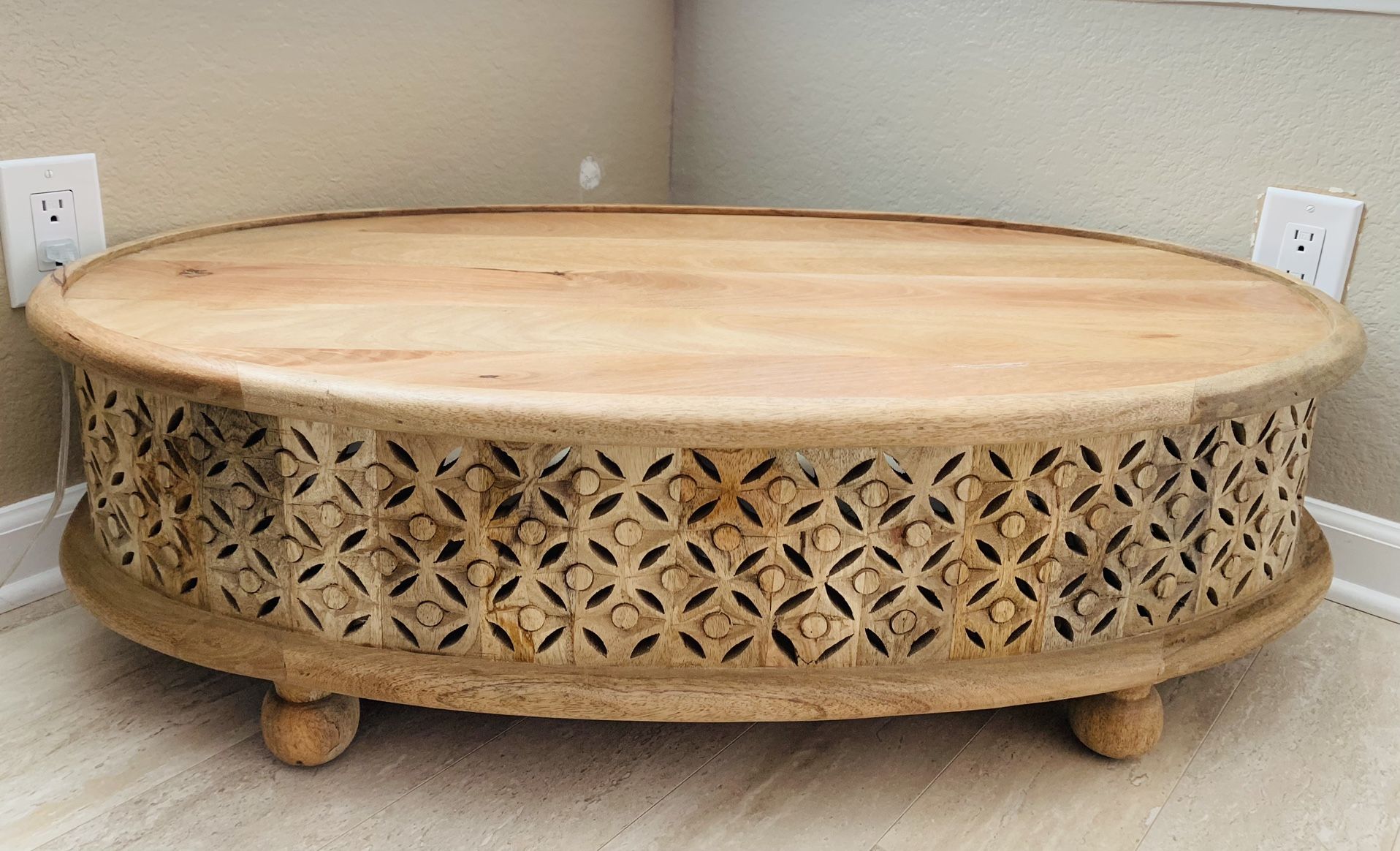 Oval Wood Coffee Table In Natural 