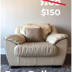Free Delivery- White Leather Couch - Great Condition 