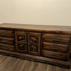 Vintage 1970s Pine Dresser and Armoire Set