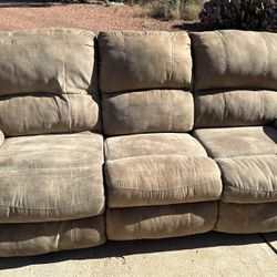 Microfiber Tan Electric Recliner Couch
