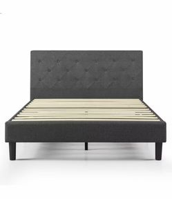 Dark Grey Upholstered Platform Bed Frame-Moving sale