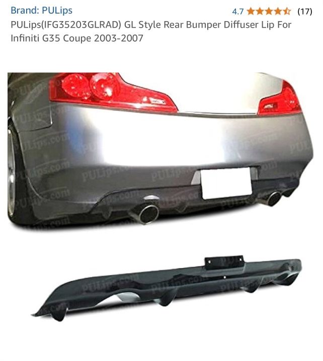 Pulips Gl Style Rear Bumper Diffuser Lip For Infiniti G35 Coupe 2003-2007
