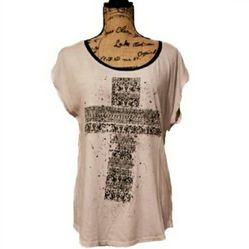 Rock & Republic Gray Graphic Cross Tee S