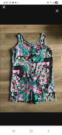 Women Vintage 80’ Style Bird Flower Tropical Romper Jumpsuit
