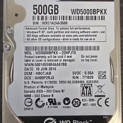 Western Digital 500gb HDD hard drive