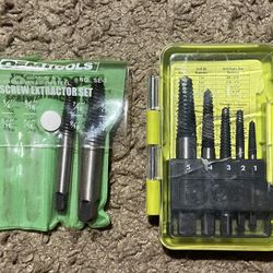 Ryobi Spiral Screw Extractor 5 piece set in hard case AND Tool Pouch 3 piece Screw Extractor set
