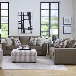 Mocha Chenille Sofá And Loveseat 