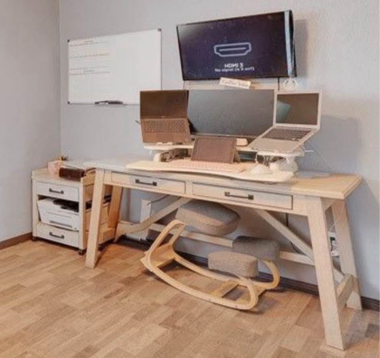 Office desk and printer stand & kneeling chair