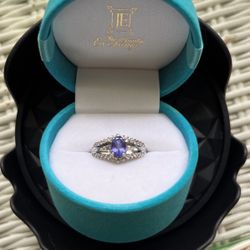 Tanzinite And Diamond Ring