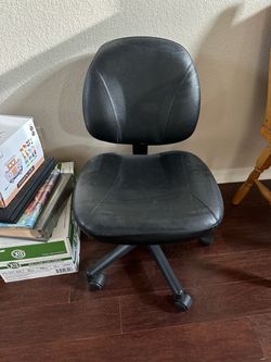 Black Leather Office Chair with Wheels