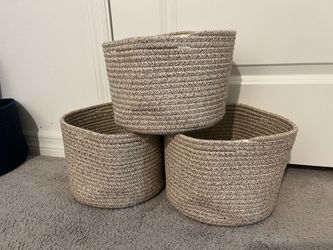 Beige Sand Baskets Fabric Cotton Organizers Strorage