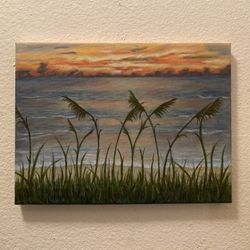 See oats/grasses at sunset
