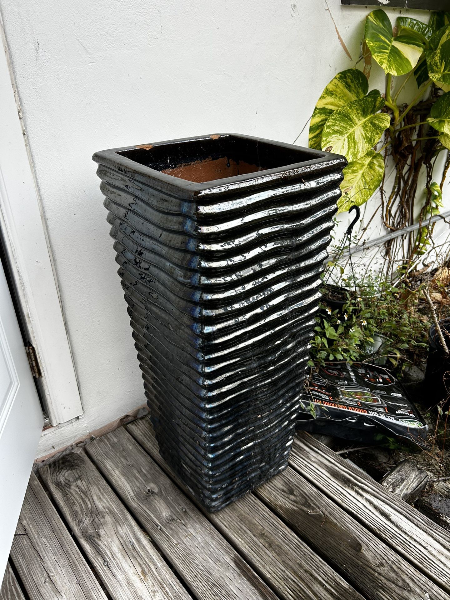 2 Big Black Pot 2 Maceteros Grandes De Color Negro