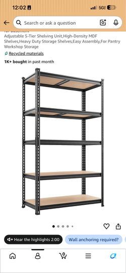 5-Tier Heavy Duty Metal Storage Shelving Unit