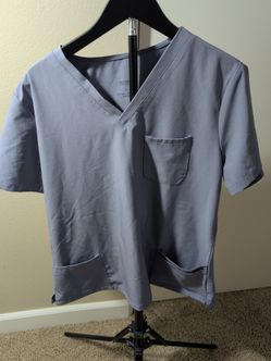 Gray V-Neck Scrub Top